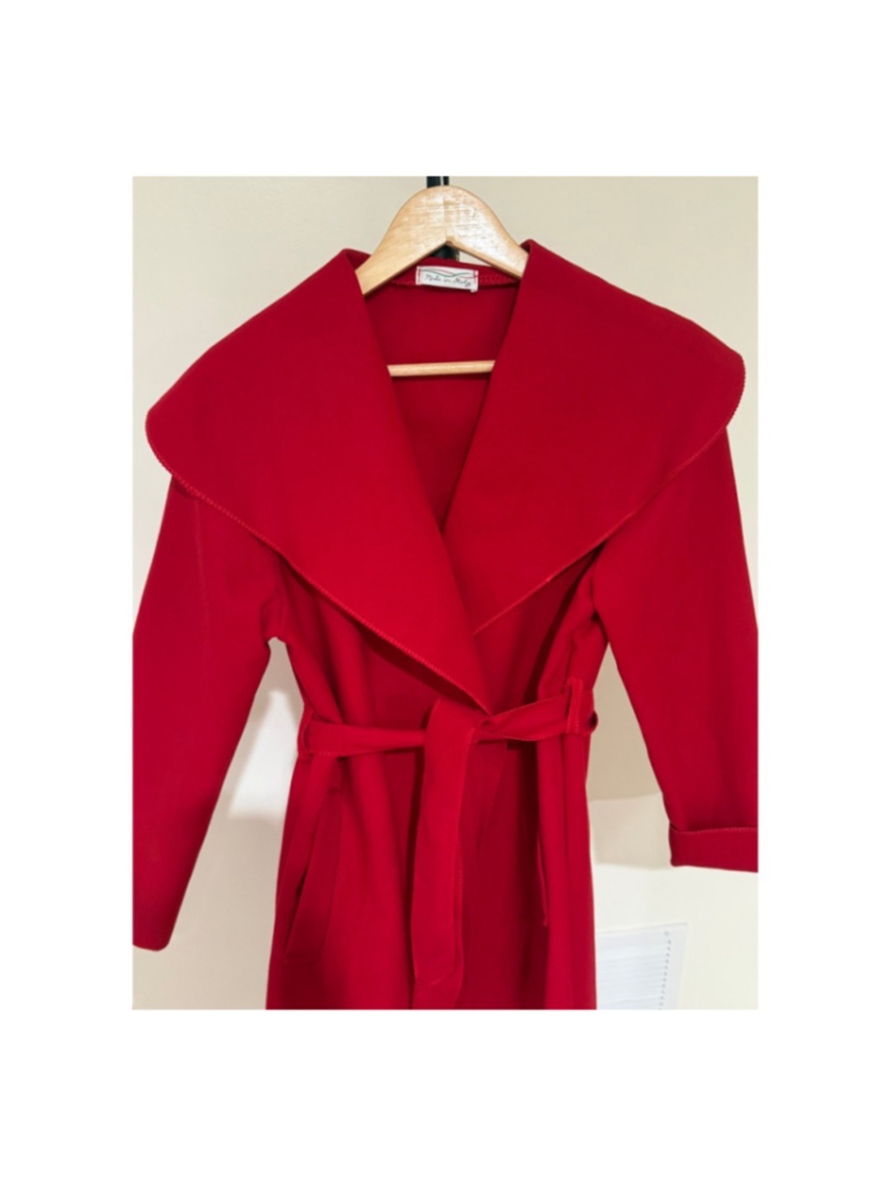 Red Wool Blend Belted Wrap Coat, Size M ๐ HOST PICK ๐ - Picture 3 of 5